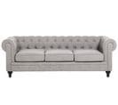 Canapé En Tissu Gris Clair 3 Places Chesterfield