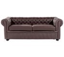 Canapé 3 Places En Cuir Marron Chesterfield