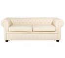 Canapé 3 Places En Cuir Beige Crème Chesterfield