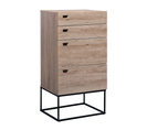 Commode Effet Bois Clair / Noir 4 Tiroirs Acra