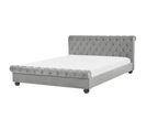 Lit Chesterfield En Velours Gris Clair 180 X 200 Cm Avallon