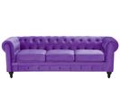 Canapé 3 Places En Velours Violet Chesterfield