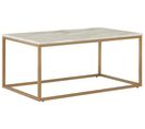 Table Basse Effet Marbre Beige Avec Pieds Dorés Delano