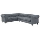 Canapé Angle à Droite 6 Places En Tissu Gris Clair Chesterfield