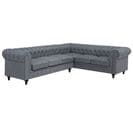 Canapé Angle à Gauche 6 Places En Tissu Gris Clair Chesterfield