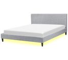 Lit Double En Tissu Gris Clair Avec LED 180x200 Cm Fitou