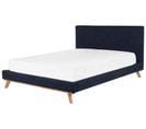 Lit Double En Tissu Bleu Foncé 180x200 Cm Talence