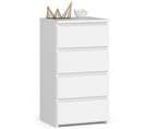 Chiffonnier L40x35xh92cm, Avec 4 Tiroirs, Blanc