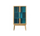 Vitrine Scandinave Colorée En Bois 2 Portes Vitrées 2 Tablettes - Avalon