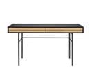 Bureau 2 Tiroirs En Bois "stripe" 130cm Chêne et Noir