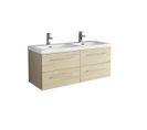 Meuble Double Vasque 120 Cm Chêne Californien Naturel Aquazur