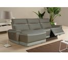 Canapé d'angle relax DOUGLAS angle gauche cuir/tissu taupe