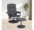 Fauteuil relax pivotant + repose-pieds CLOVER tissu gris foncé