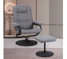 Fauteuil relax pivotant + repose-pieds CLOVER tissu gris clair