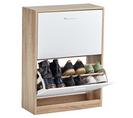 CASABEL Meuble Rangement Chaussure 12 Paires - Pour Entree Couloir - 60x24x80 cm - Blanc Bois Clair