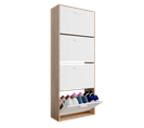 CASABEL Meuble Rangement Chaussure 24 Paires - Pour Entree Couloir - 60x24x150 cm - Blanc Bois Clair