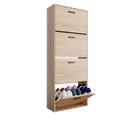 CASABEL Meuble Rangement Chaussure 24 Paires - Pour Entree Couloir - 60x24x150 cm - Bois Clair