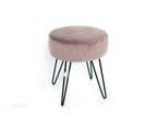 Tabouret En Velours Isio - Diam. 35 X H. 40 Cm - Rose