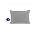 Lot De 2 Taies Rectangulaires 100% Coton - Gris Clair - 50x70 Cm