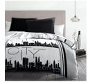 City By Night Parure De Couette Microfibre - Gris - 140 X 200 Cm