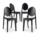 X4 Chaise à Manger Victoire Design Transparent Noir