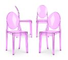 X4 Chaise à Manger Victoire Design Transparent Violet Transparent