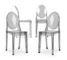 X4 Chaise à Manger Victoire Design Transparent Gris Transparent
