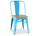 Chaise Bistrot Metalix Carrée En Bois - Métal Turquoise