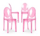X4 Chaise À Manger Victoire Design Transparent Rose Transparent