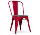 Chaise Bistrot Metalix Assise En Bois - Métal Rouge