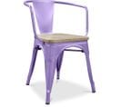 Chaise Avec Accoudoir Bistrot Metalix - Métal Et Bois Clair Violet Pastel