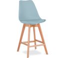 Premium Tabouret De Bar Brielle Avec Coussin De Style Scandinave - Bois Vert Pastel