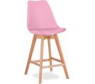 Premium Tabouret De Bar Brielle Avec Coussin De Style Scandinave - Bois Rose Pâle