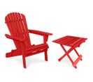 Table + Chaise De Jardin Adirondack En Bois - Set - Anela Rouge