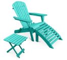 Adirondack Table De Jardin + Chaise Longue + Repose-pieds En Bois - Set - Anela Vert