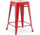 Tabouret De Bar Bistrot Metalix Design Industriel En Métal - 60 Cm - Rouge