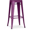 Tabouret De Bar - Design Industriel - 76cm - Nouvelle Édition- Metalix Violet