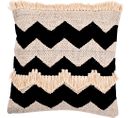 Coussin Carré Design Boho Bali En Coton Housse + Remplissage - Gwen Blanc / Noir