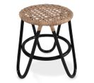 Tabouret Rond En Rotin Tressé, Design Boho Bali - Brege Noir