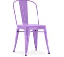 Chaise Style Bistrot Metalix - Siège Carré - Métal Violet Clair