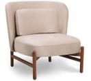 Fauteuil Rembourré En Velours Et Bois - Ebbe Beige