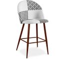 Tabouret Tapissé Patchwork - Style Scandinave - Noir Et Blanc - 63cm- Bennett Blanc / Noir