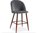 Tabouret Tapissé En Velours - Design Scandinave - Bennett Gris Foncé