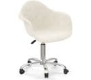 Chaise De Bureau Pivotante En Bouclette Fausse Fourrure Tapissée - Boucles Blanches  - Loy Blanc