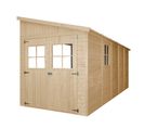 M341+m341g - Abri De Jardin En Bois 9,91 M2 - Avec Sol Imprégné - (3 Murs)