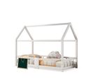 Lit Enfant Lit Cabane 90 X 200 Cm Sommier Inclus Blanc