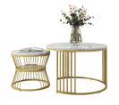 Lot De 2 Tables Basses Rondes Double Gigogne Blanc - Ø 70 Cm - Ø 45 Cm