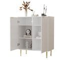 Buffet 2 Portes Blanc 75x40x90 Cm - Meuble De Rangement