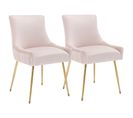 Lot De 2 Fauteuil Velours Rose Avec Pieds En Métal Doré