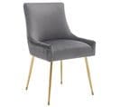 Fauteuil Velours Gris Avec Pieds En Métal Doré